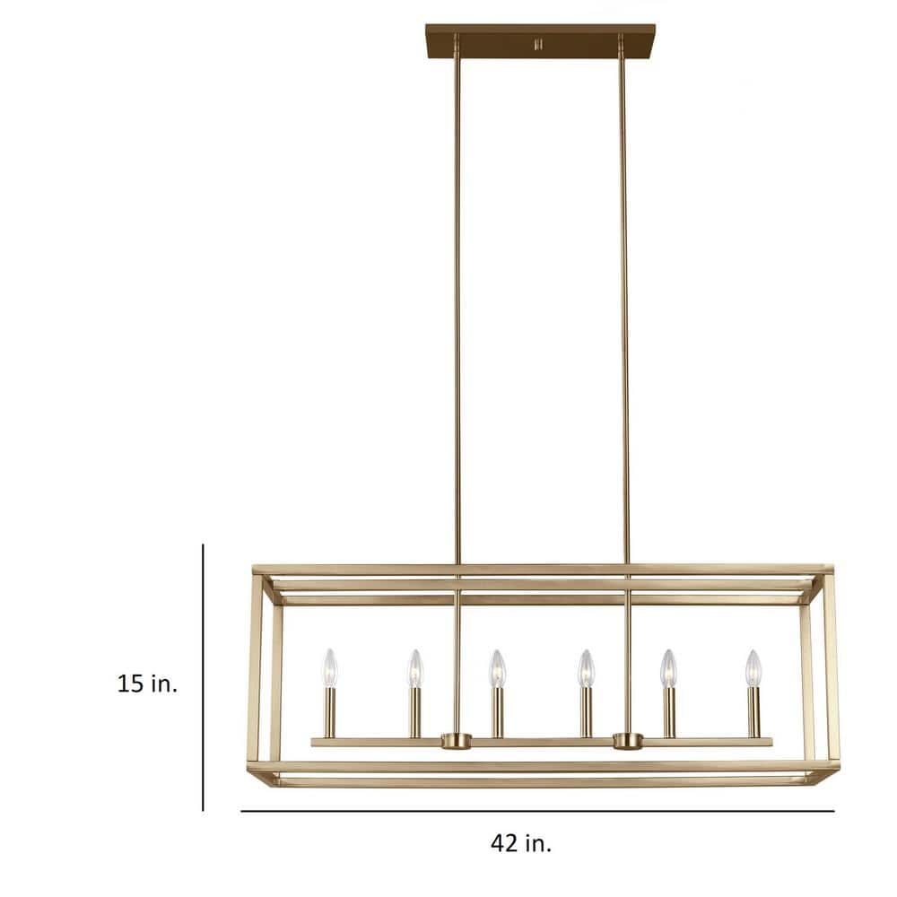 Satin Brass 6-Light Urban Rustic Island Pendant
