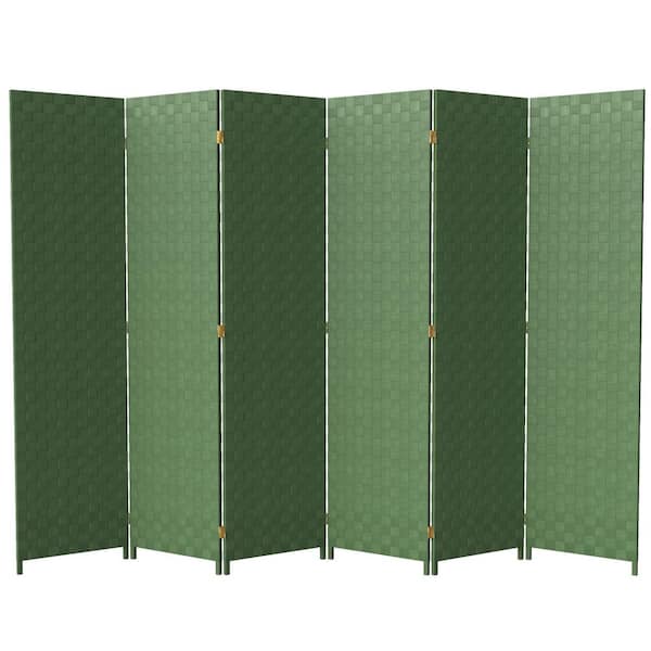 6 ft. Green 6-Panel Tall Woven Fiber Outdoor All Weather Room Divider