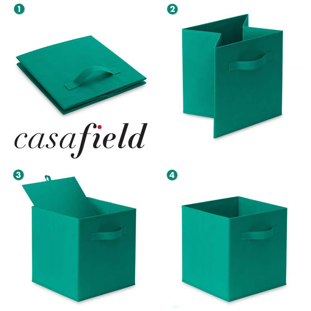 Set of 12 Orange Collapsible Fabric Storage Cube Bins
