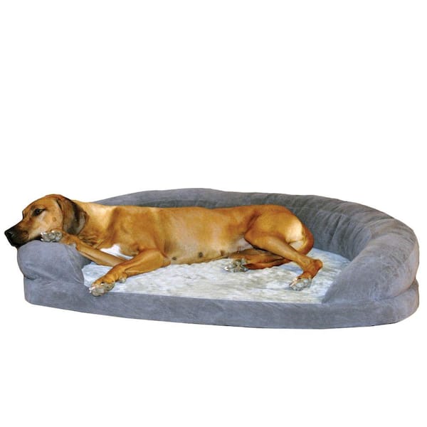K&H Pet Products Ortho Bolster Sleeper Extra Large Gray Velvet Dog Bed