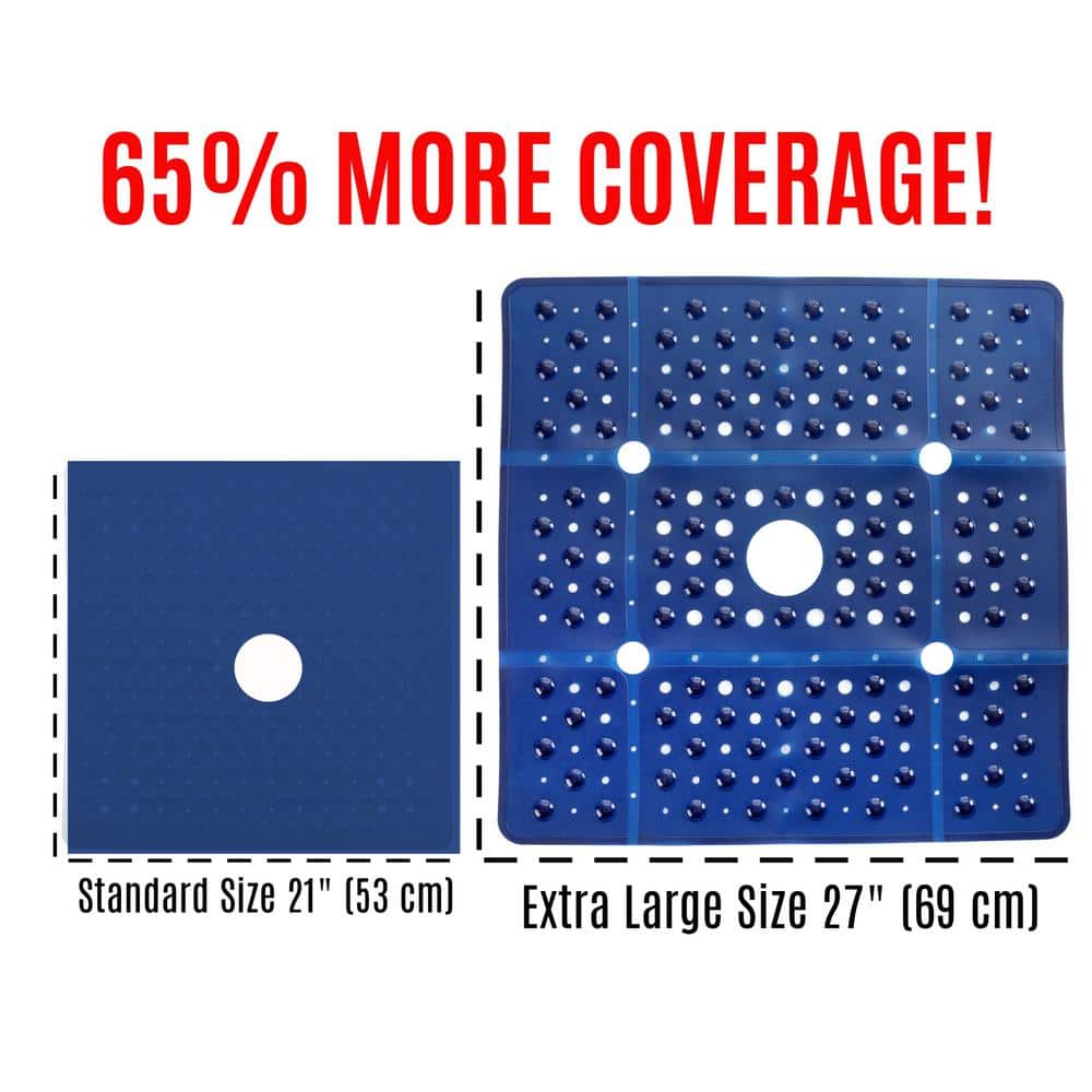 Extra Large Navy Blue Non-Slip Square Shower Mat