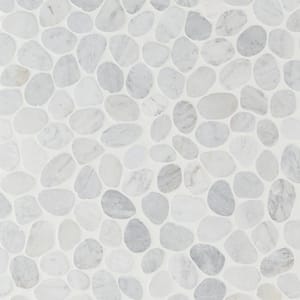 Countryside Round Carrara 11.81 in. x 11.81 in. Natural Marble Floor and Wall Mosaic Tile (0.96 sq. ft./Each)