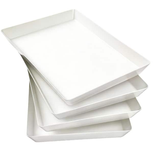 11 in. White Plastic Platters Serving Trays for Kitchen Counter, Cookie, Appetizer, Party Food Display (4-Pack)