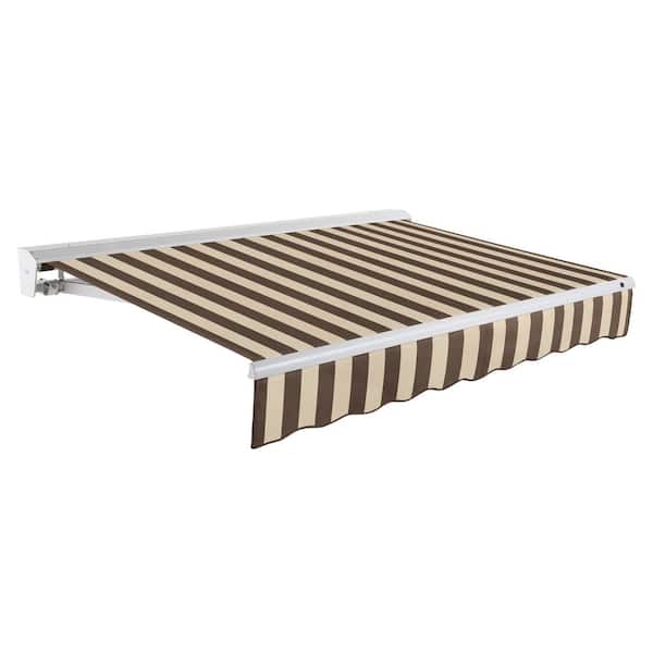 AWNTECH 20 ft. Destin Manual Retractable Awning with Hood (120 in. Projection) Brown/Tan
