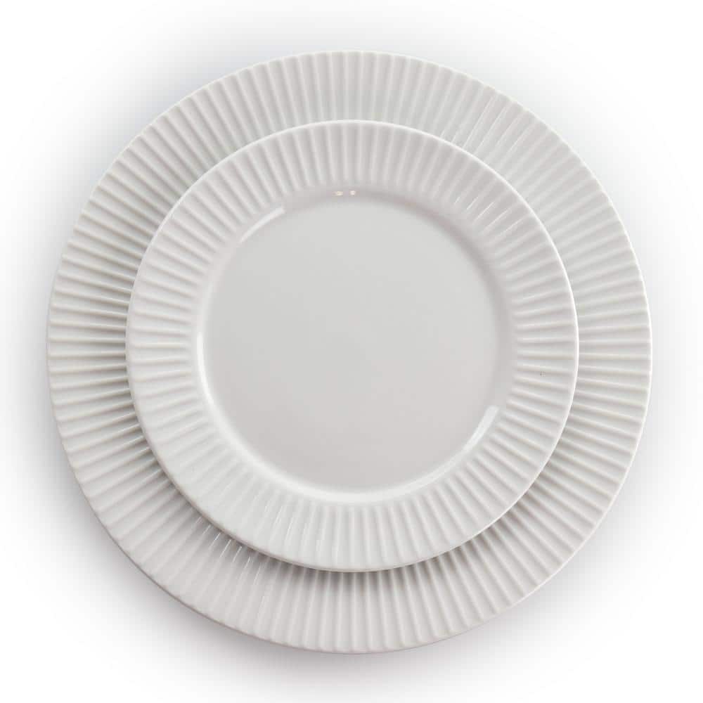 White Porcelain 18-Piece Dinnerware Set with Serving Bowls