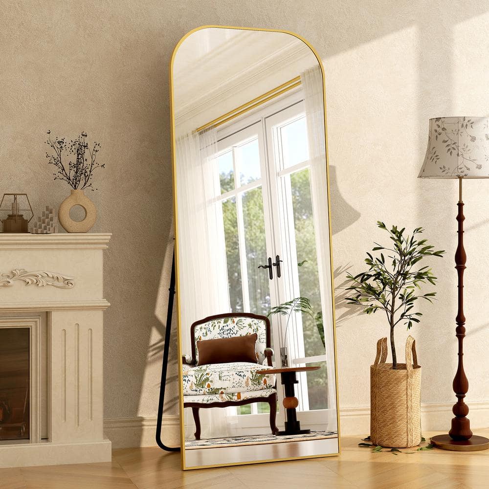 XRAMFY Gold 25.6 in. W x 70.5 in. H Modern Rectangular Rounded-Top