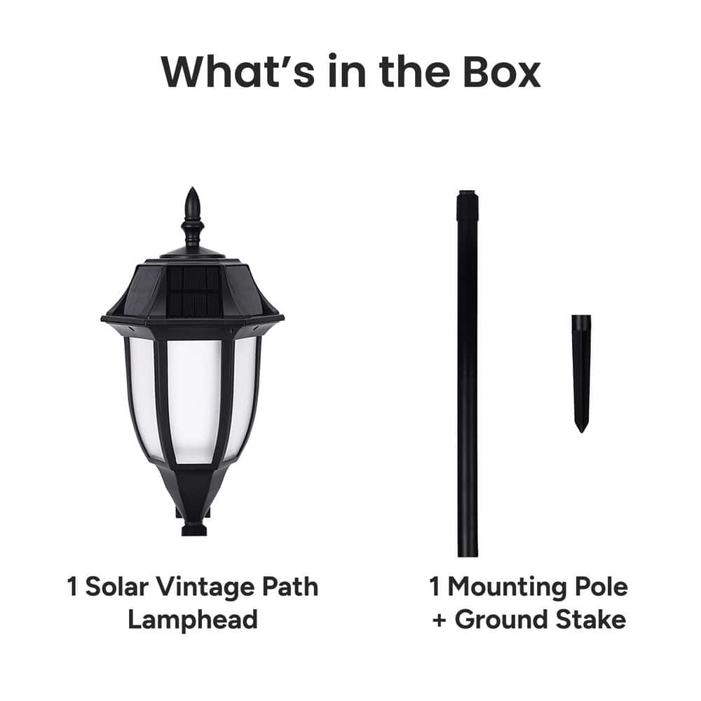 Black Solar LED Pathway Light with Amber and White Modes