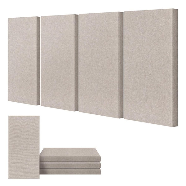 4 Pcs23.6in.x11.8 in.x2in. Th Acoustic Panels, Fiberglass Sound Proof Wall Panels Self-Adhesive Sound Panels Light Camel