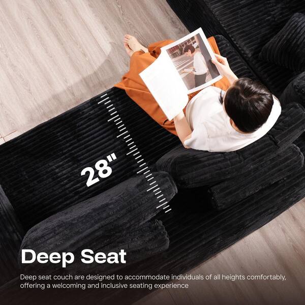 Allwex VJ 135 in. Wide Arm 4-Piece Modern Plush Corduroy U-Shape