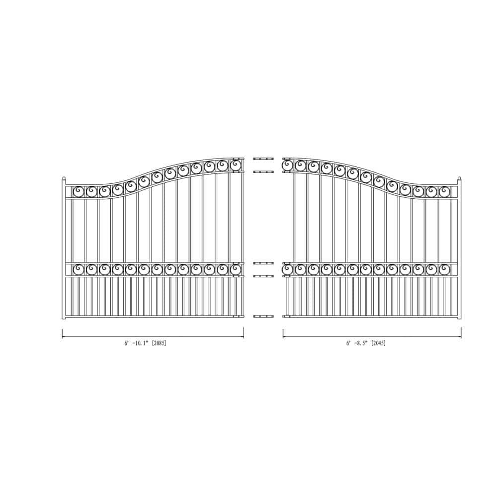 14 ft Black Iron Paris Style Single Swing Driveway Gate