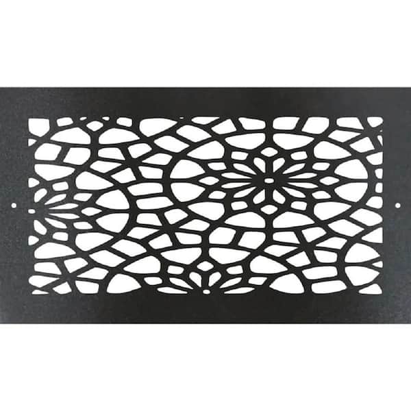 Metal Screw-In Floor Register, Duct Opening 4 x 10 (Overall 6 x 12)-Floral