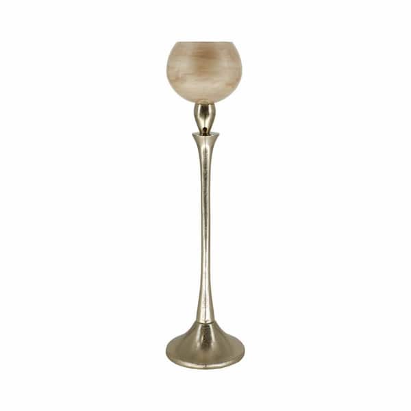 Liv & Skye White 20 in. Glass Opal Goblet Votive Holder with Sleek Design