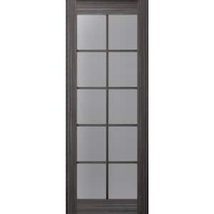 Paola 10-Lite 18 in. x 96 in. No Bore Frosted Glass Gray Oak Wood Solid Composite Core Interior Door Slab