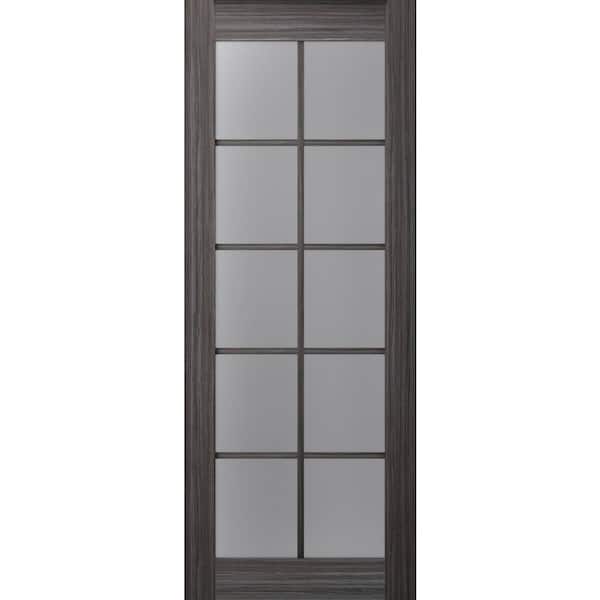 Belldinni Paola 10-Lite 36 in. x 96 in. No Bore Frosted Glass Gray Oak Wood Solid Composite Core Interior Door Slab