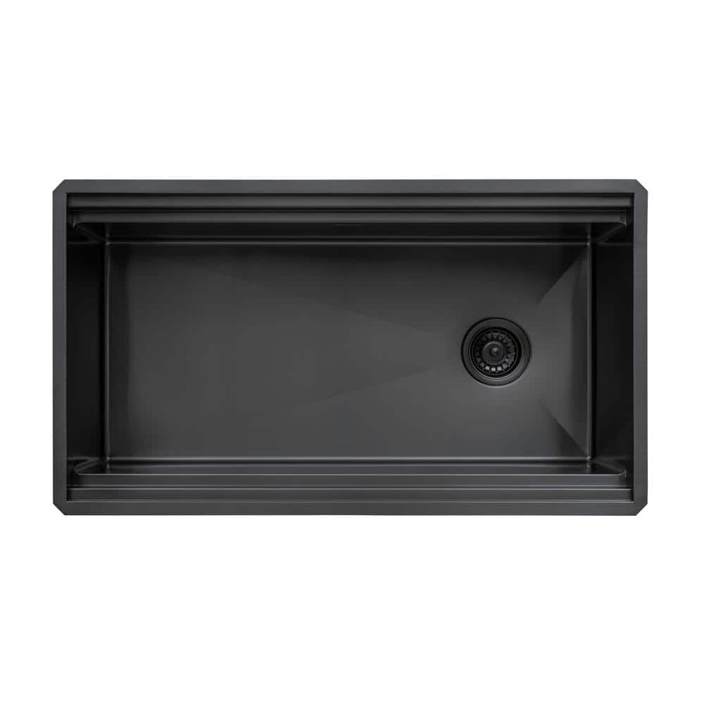 Ruvati 33.5" Black Stainless Steel Drop-In Kitchen Sink