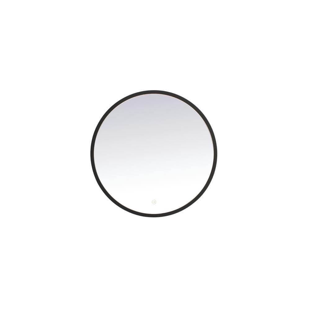 Timeless Home 24 in. W x 24 in. H Aluminum Black LED Mirror