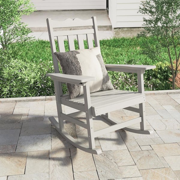 Patio Adirondack Chair Plastic 350 lbs. for Deck and Balcony Multi-Use Like Real Wood Outdoor Rocking Chair in White