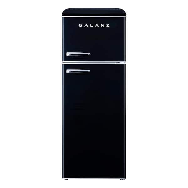 Galanz 22 in. 7.6 cu. ft. Retro Top Freezer Refrigerator, Vinyl Black,  Energy Star