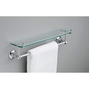Porter 18 in. Wall Mount Towel Bar with Glass Shelf Hardware Accessory in Polished Chrome