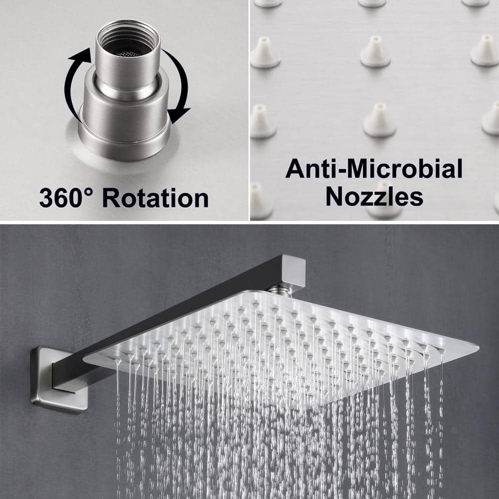 Brushed Nickel 10" Rain Shower Faucet Set with Handheld