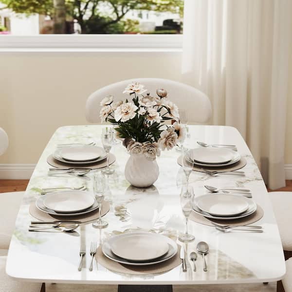 J&E Home 62.99 in. Pandora White Rectangle Sintered Stone Tabletop
