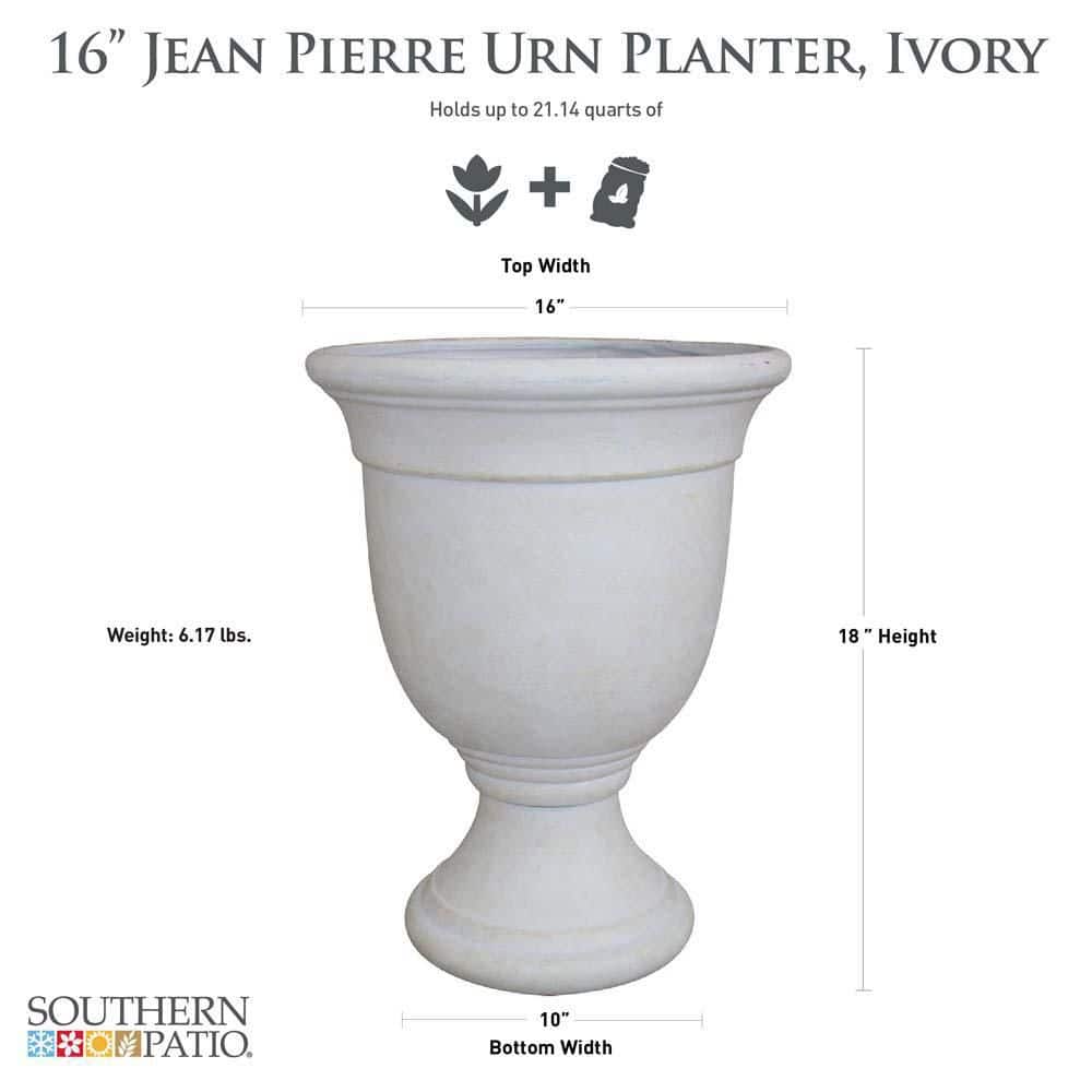 Elegant Ivory Outdoor Urn Planter with Hand-Crafted Detail