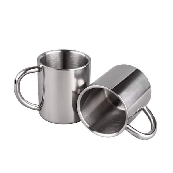 13.5 oz. Unbreakable Double Walled Stainless Steel Dishwasher Safe Coffee Mug with Handle for Camping (Set of 2)