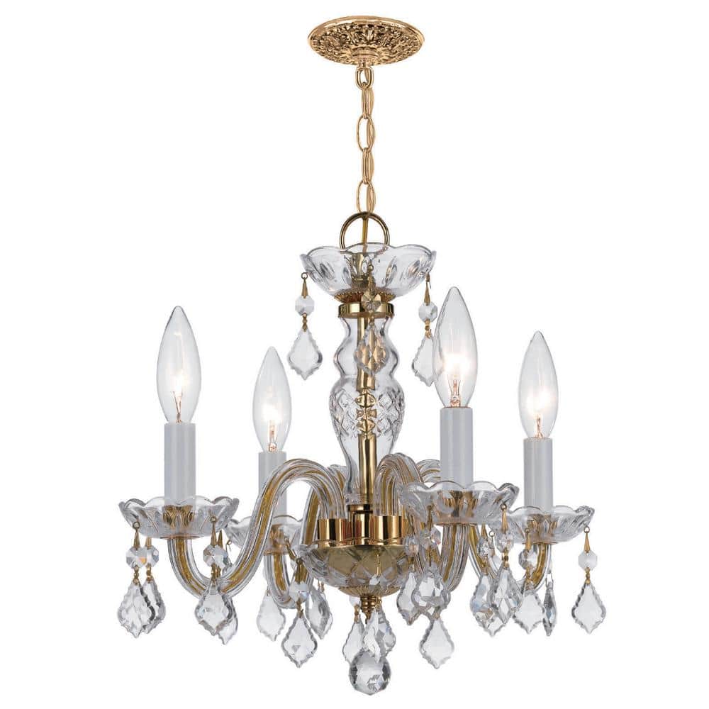 Crystorama Traditional Crystal 4-Light Clear Crystal Brass Mini Chandelier I -  1064-PB-CL-MWP