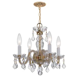 Traditional Crystal 4-Light Clear Crystal Brass Mini Chandelier I