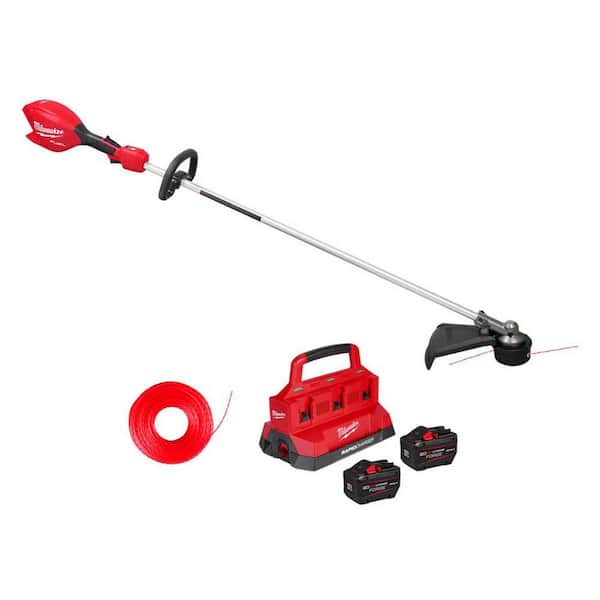 M18 FUEL 18V 16 in. Brushless Cordless Straight Shaft String Trimmer w/ Trimmer Line, (2) 12.0 AH FORGE Battery, Charger