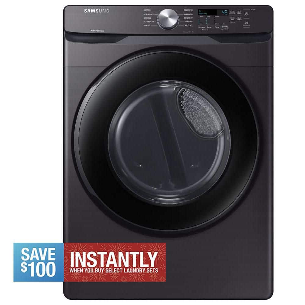Samsung 7.5 cu. ft. Stackable Vented Gas Dryer with Sensor Dry in Brushed Black