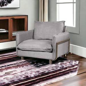 Mariana 33.07 in. Gray Linen Arm Chair with Removable Cushions