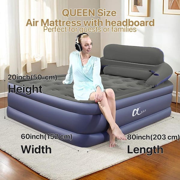 Angel Sar 20 in. Comfort Queen Air Mattress, Comfort Blow Up