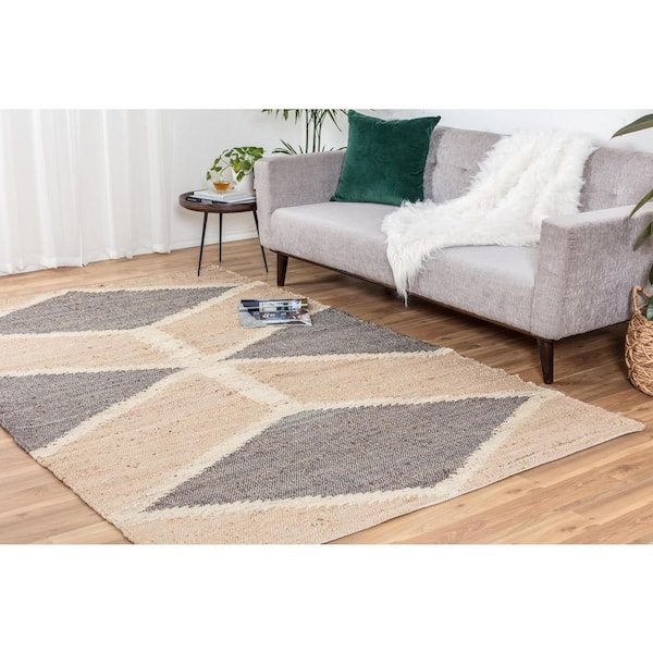 Mountains of The Moon Natural Gray and Ivory 7 ft. 6 in. x 9 ft. Jute Area Rug
