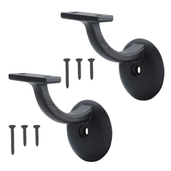 NVNOO Heavy Duty Stainless Steel Hand Rail Stair Support for Stairways Home or Office Staircase Handrail, Black (2-Pack)