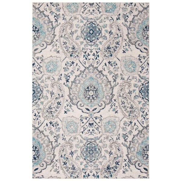 SAFAVIEH Madison Cream/Light Gray 4 ft. x 6 ft. Border Area Rug