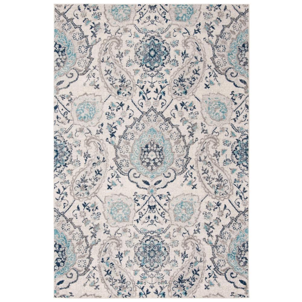 Round 79" Gray Cotton and Synthetic Easy Care Rug