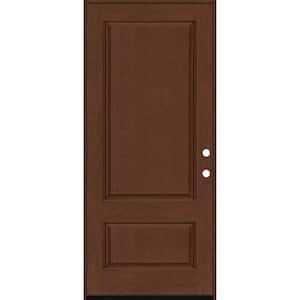 Regency 36 in. x 80 in. 2Panel 3/4-Squaretop RHOS Chestnut Stained Fiberglass Prehung Front Door