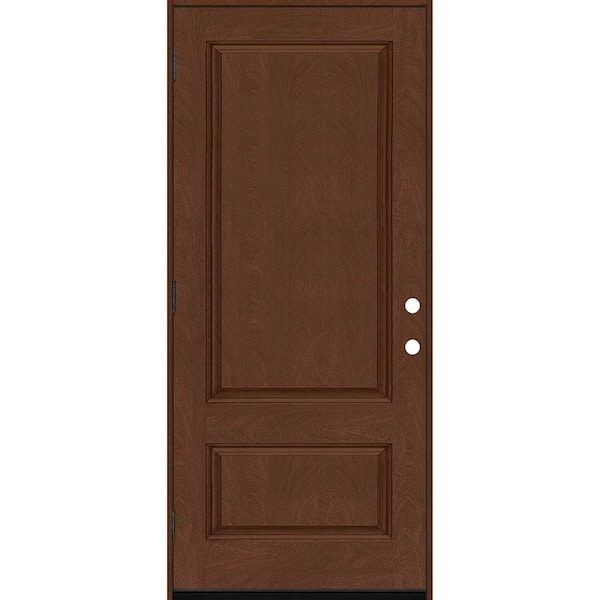 Steves & Sons Regency 36 in. x 80 in. 2Panel 3/4-Squaretop RHOS Chestnut Stained Fiberglass Prehung Front Door