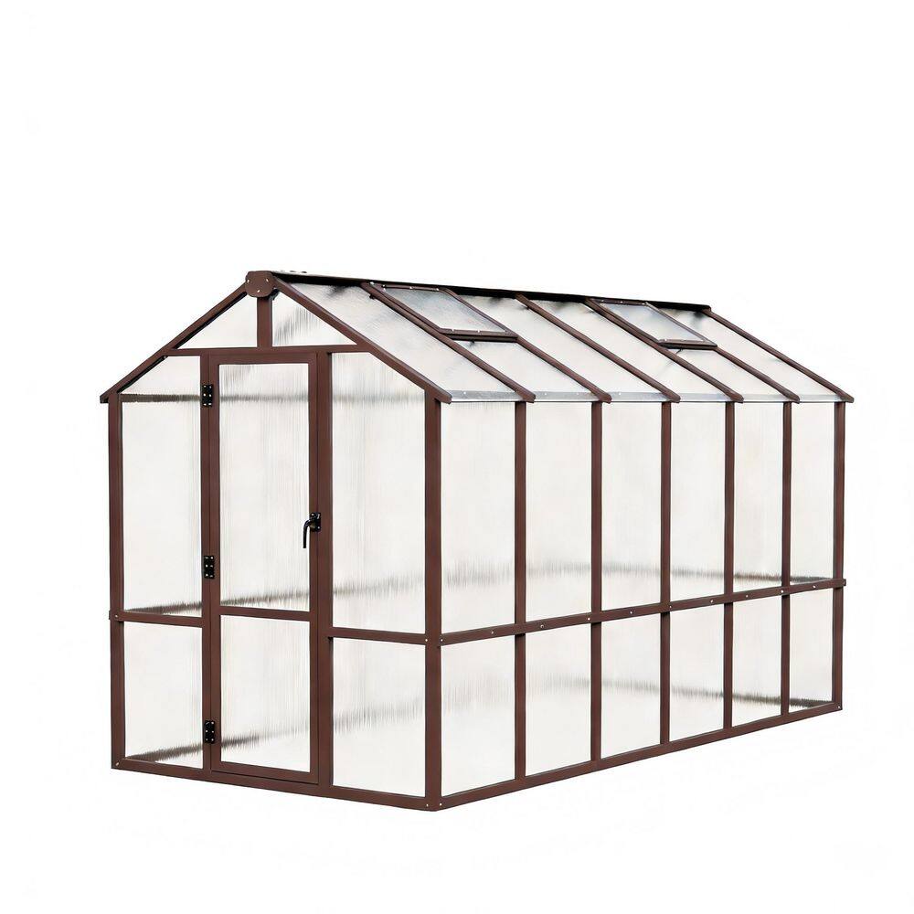 6 ft. W x 12 ft. D Wooden Polycarbonate Greenhouse with Lockable Door and Adjustable Vent, Greenhouse with for Outdoor price history on PriceWatchPro