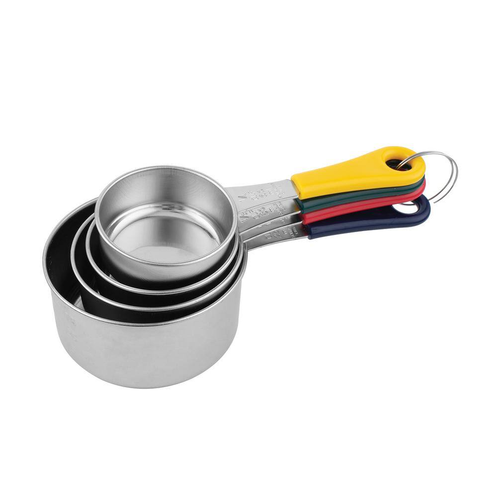 Color-Coded Stainless Steel Measuring Cup Set with Engraved Measurements