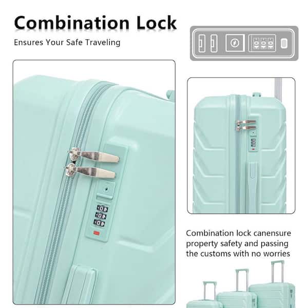LIVACA 3-Piece Mint Green ABS Plastic Hardside Spinner Wheel