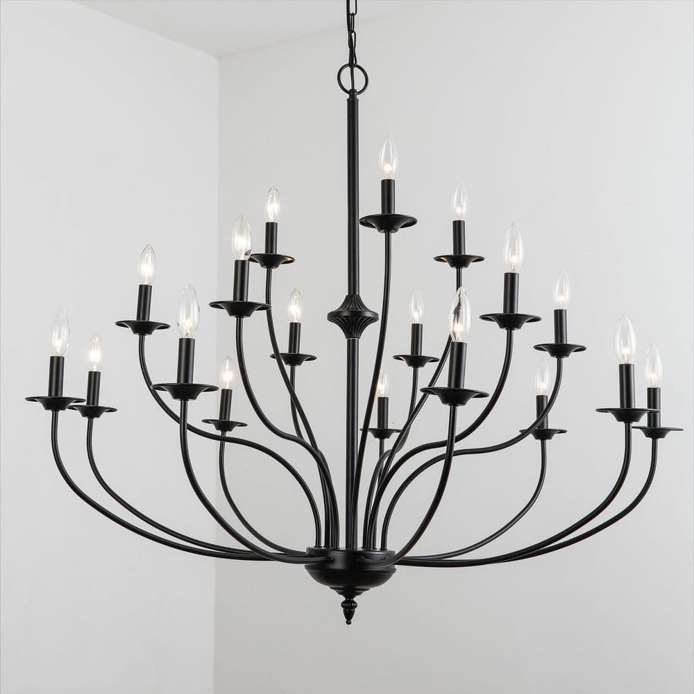 Maxax Boise 18 -Light Candle Style Traditional Chandelier with Wrought Iron  Accents MX19134-18BK-P - The Home Depot
