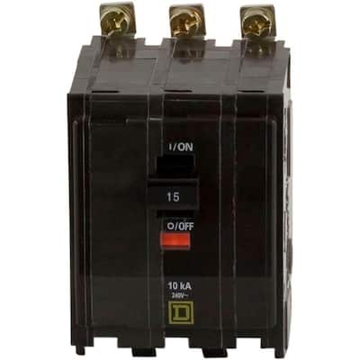 Details about   SQUARE D 15 AMP THREE POLE 3 POLE 15 AMP CIRCUIT BREAKER TESTED 