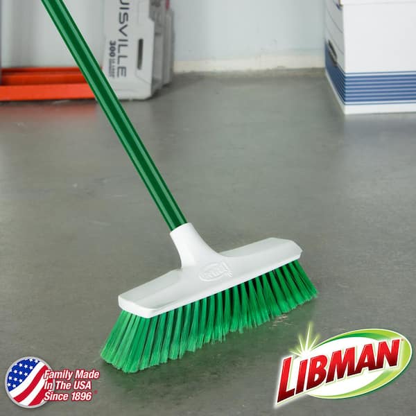 13 in. Smooth Surface Push Broom with Steel Handle