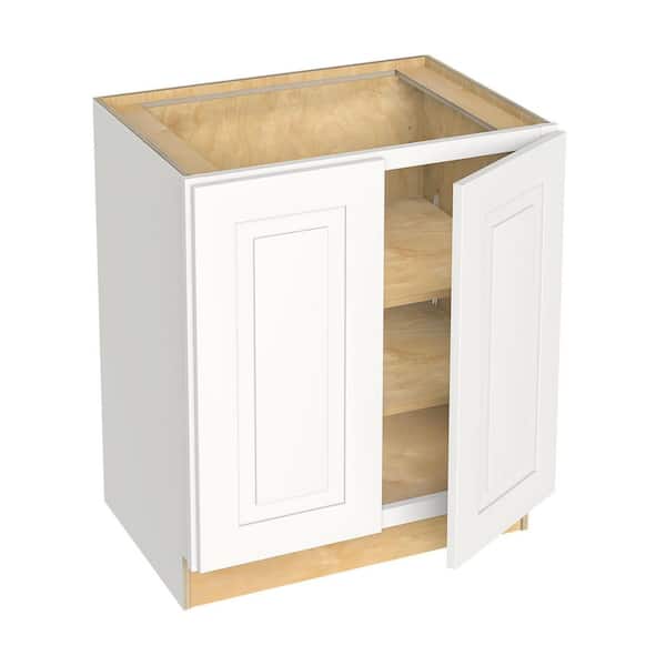 Home Decorators Collection Grayson 30 in. W x 21 in. D x 34.5 in. H Assembled Plywood Full Height Door Base Bath Cabinet in Pacific White