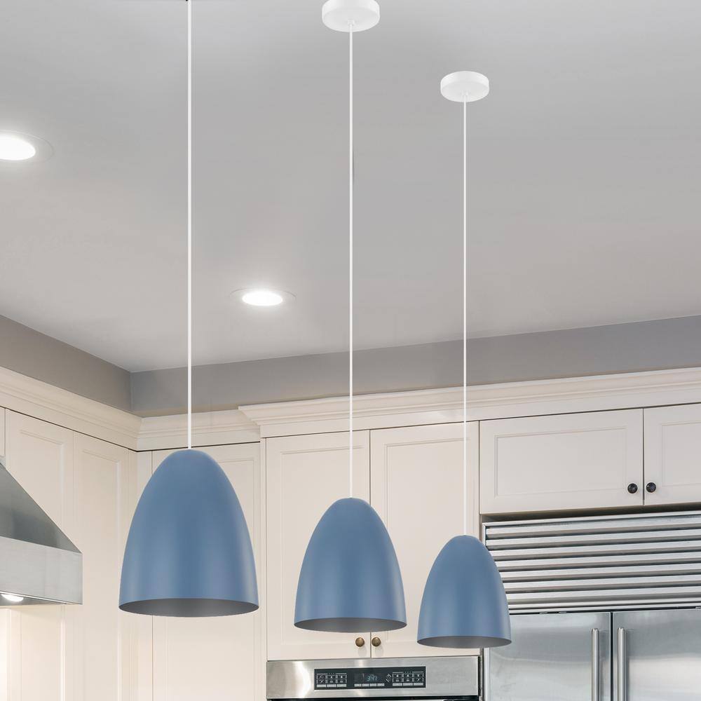 Sarabia Mini Bowl Pendant in Pastel Dark Blue & Silver