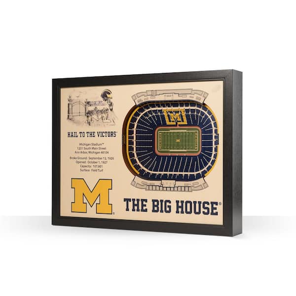 YouTheFan NCAA Michigan Wolverines 25 Layer Stadiumviews 3D Wooden Wall ...