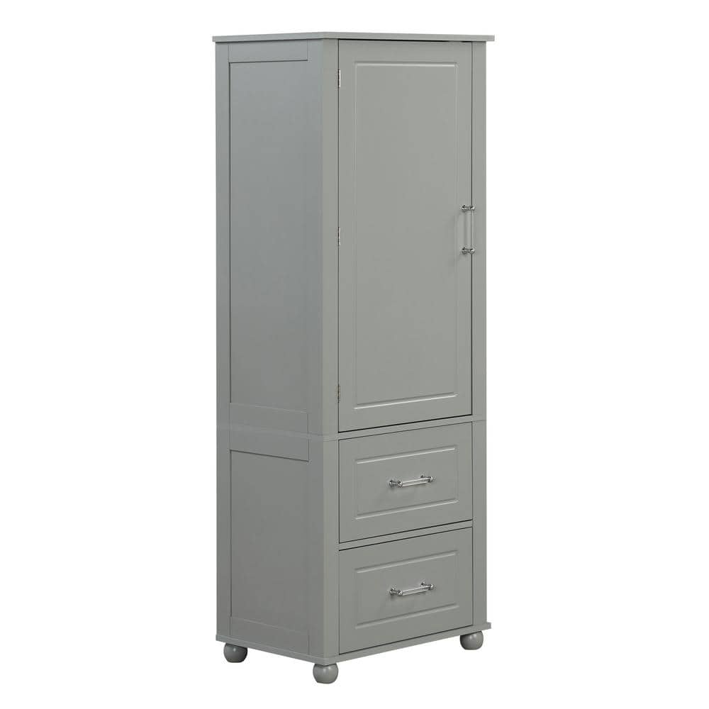 23 in. W x 16 in. D x 61 in. H Gray Freestanding Linen Cabinet with 2-Drawers and Adjustable Shelf price history on PriceWatchPro