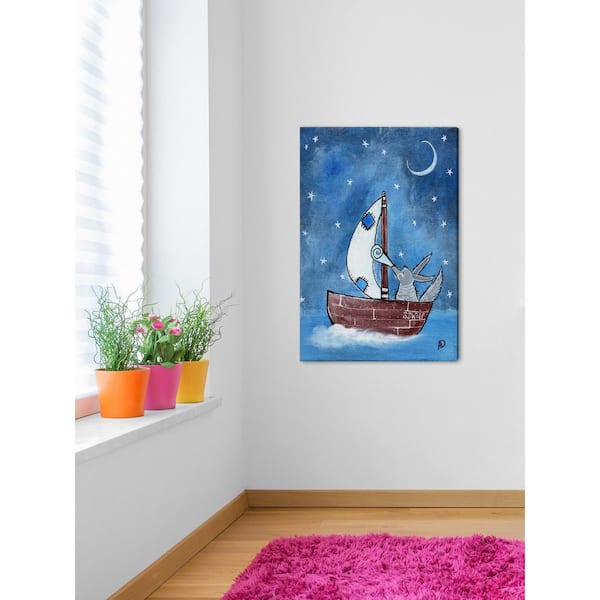 Big Whale and Boat Canvas Wall Art Painting, Canvas Wall